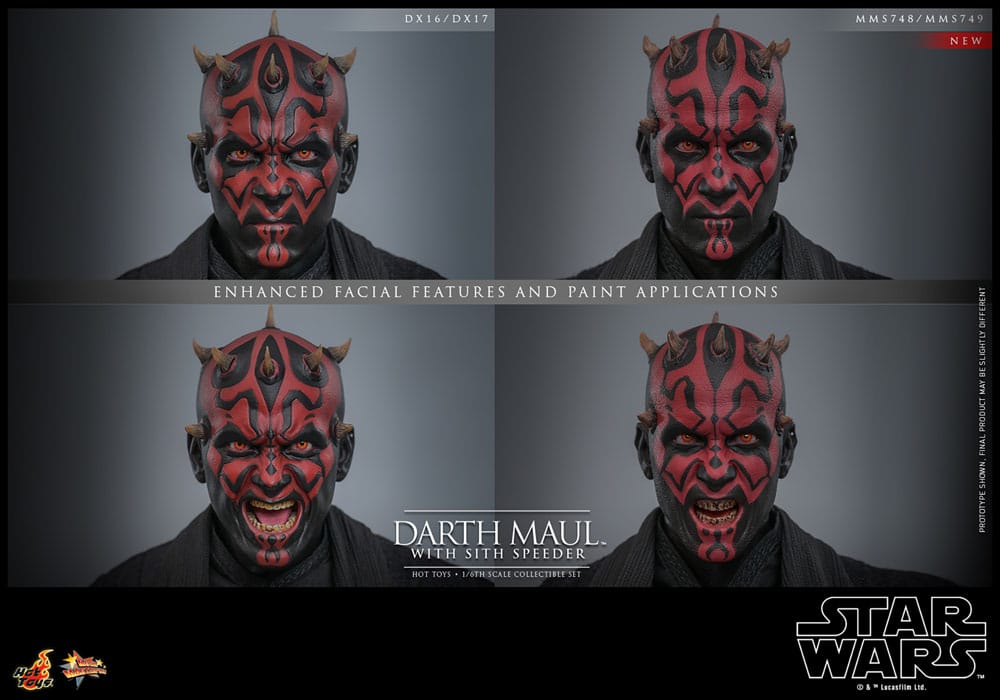 Star Wars Episodio I - Capolavoro del film - Action figure 1/6 di Darth Maul con Sith Speeder, 29 cm