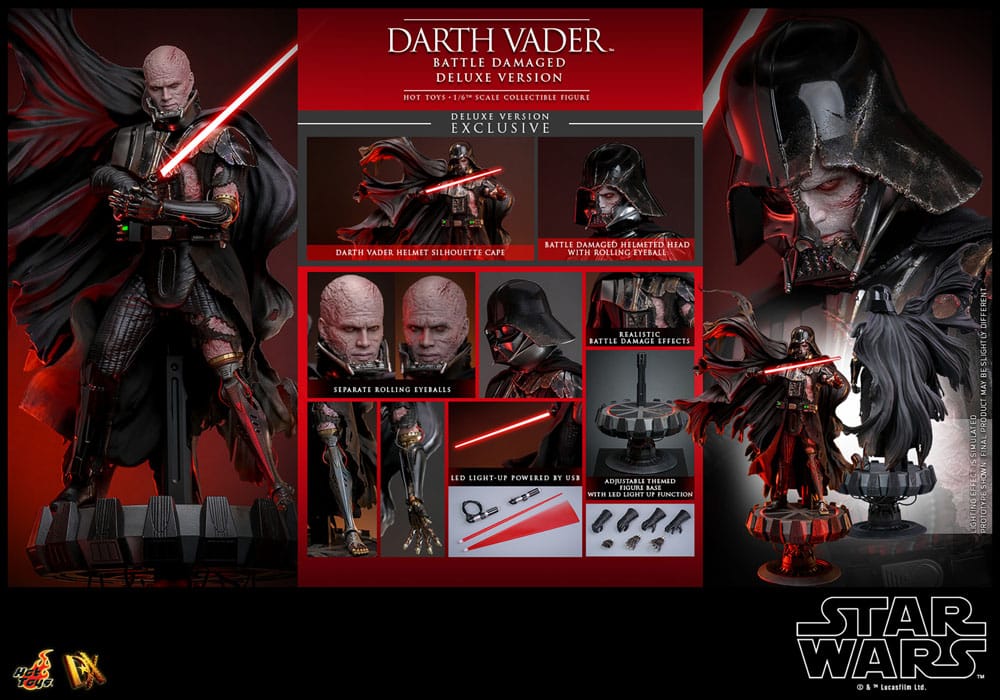 Star Wars Action Figure 1/6 Darth Vader (Battle Damaged) Versione Deluxe 35 cm