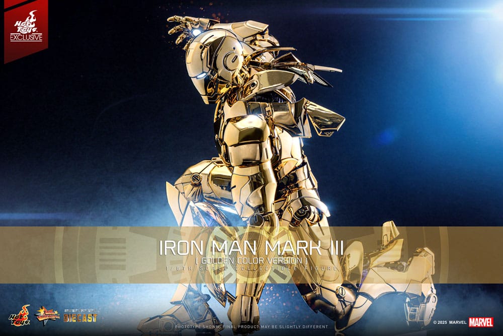 Iron Man Movie Masterpiece Diecast Action Figure 1/6 Iron Man Mark III (versione color oro) Esclusiva Hot Toys 33 cm