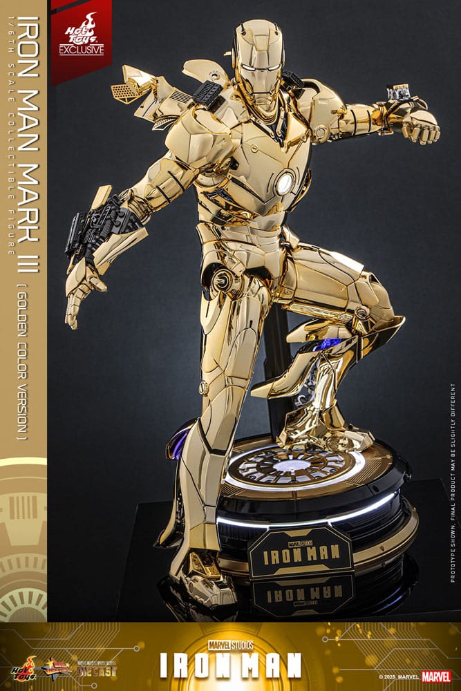 Iron Man Movie Masterpiece Diecast Action Figure 1/6 Iron Man Mark III (versione color oro) Esclusiva Hot Toys 33 cm