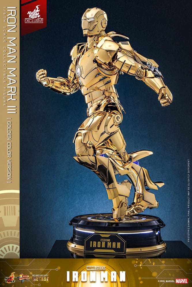 Iron Man Movie Masterpiece Diecast Action Figure 1/6 Iron Man Mark III (versione color oro) Esclusiva Hot Toys 33 cm