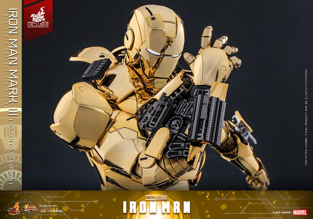 Iron Man Movie Masterpiece Diecast Action Figure 1/6 Iron Man Mark III (versione color oro) Esclusiva Hot Toys 33 cm