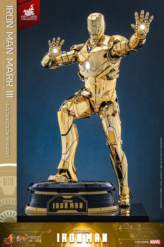 Iron Man Movie Masterpiece Diecast Action Figure 1/6 Iron Man Mark III (versione color oro) Esclusiva Hot Toys 33 cm