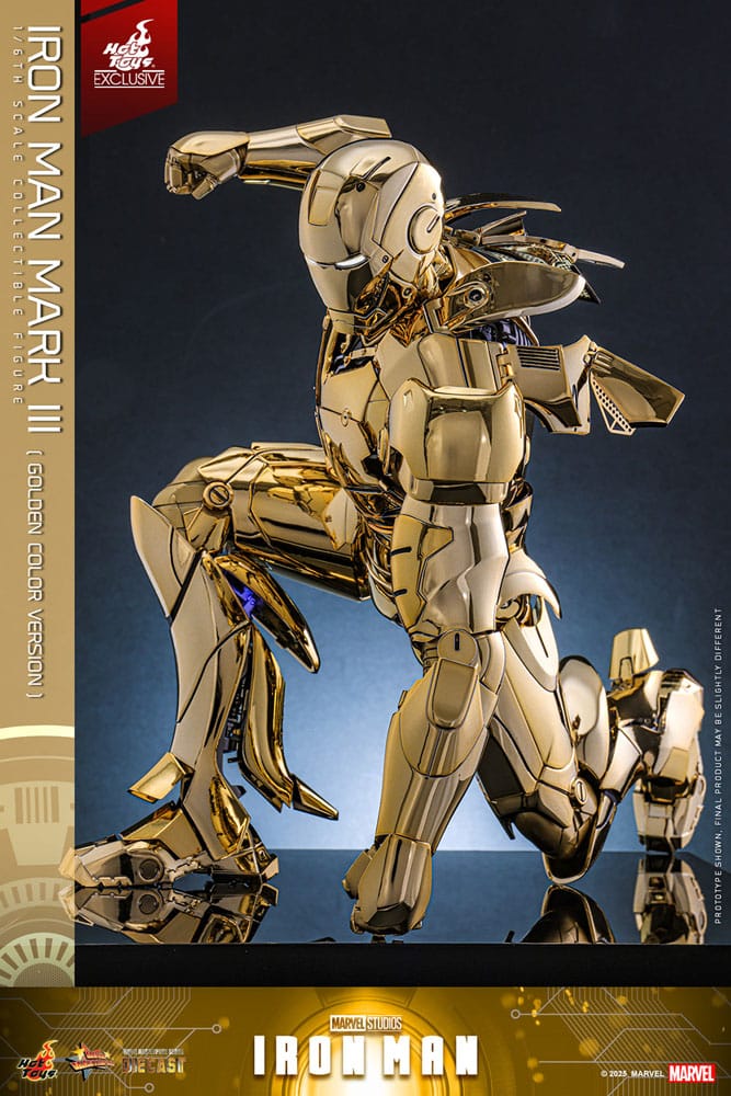 Iron Man Movie Masterpiece Diecast Action Figure 1/6 Iron Man Mark III (versione color oro) Esclusiva Hot Toys 33 cm