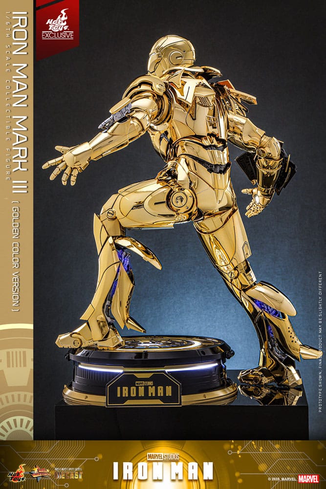 Iron Man Movie Masterpiece Diecast Action Figure 1/6 Iron Man Mark III (versione color oro) Esclusiva Hot Toys 33 cm