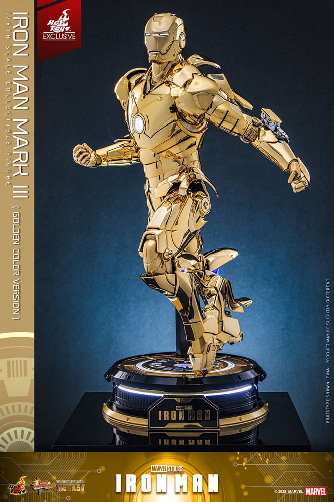 Iron Man Movie Masterpiece Diecast Action Figure 1/6 Iron Man Mark III (versione color oro) Esclusiva Hot Toys 33 cm