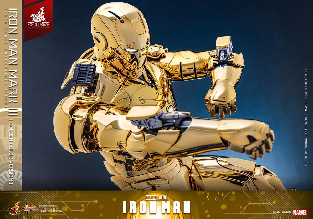 Iron Man Movie Masterpiece Diecast Action Figure 1/6 Iron Man Mark III (versione color oro) Esclusiva Hot Toys 33 cm