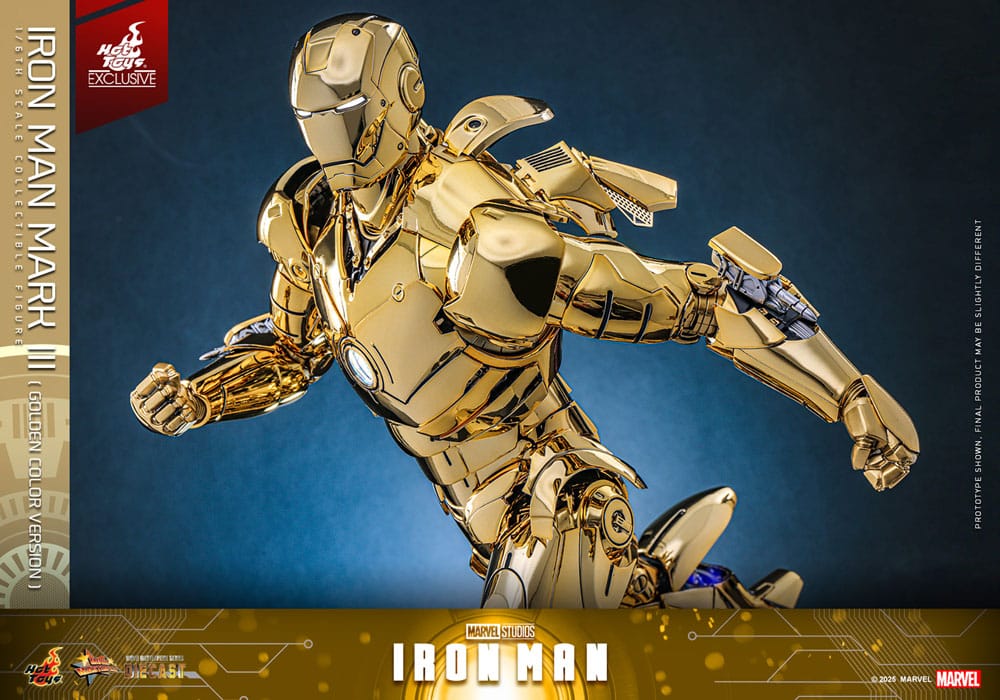 Iron Man Movie Masterpiece Diecast Action Figure 1/6 Iron Man Mark III (versione color oro) Esclusiva Hot Toys 33 cm
