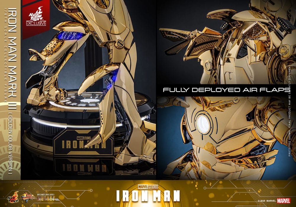 Iron Man Movie Masterpiece Diecast Action Figure 1/6 Iron Man Mark III (versione color oro) Esclusiva Hot Toys 33 cm