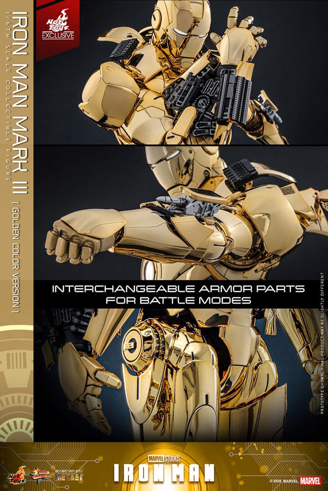 Iron Man Movie Masterpiece Diecast Action Figure 1/6 Iron Man Mark III (Gold Color Version) Hot Toys Exclusive 33 cm