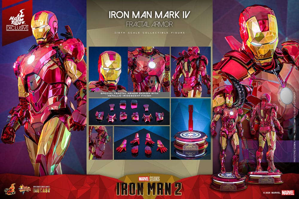 Iron Man Movie Masterpiece Diecast Action Figure 1/6 Iron Man Mark VI (Fractal Armor) Hot Toys Exclusive 33 cm