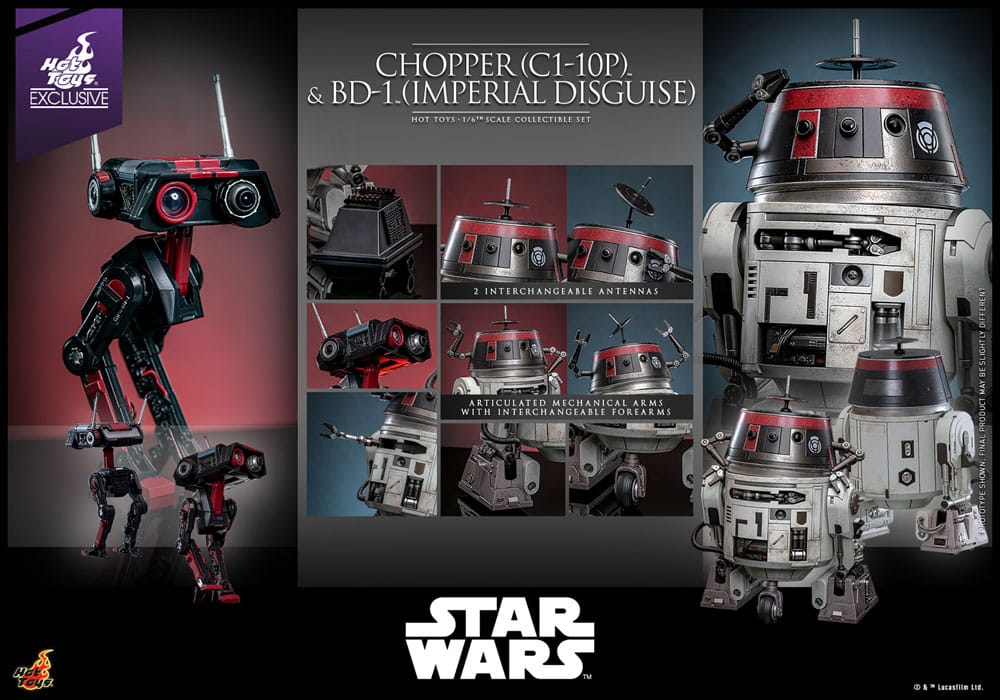 Star Wars Action Figure Set 1/6 Chopper (C1-10P™) & BD-1™ (Imperial Disguise) 18 cm & 8 cm