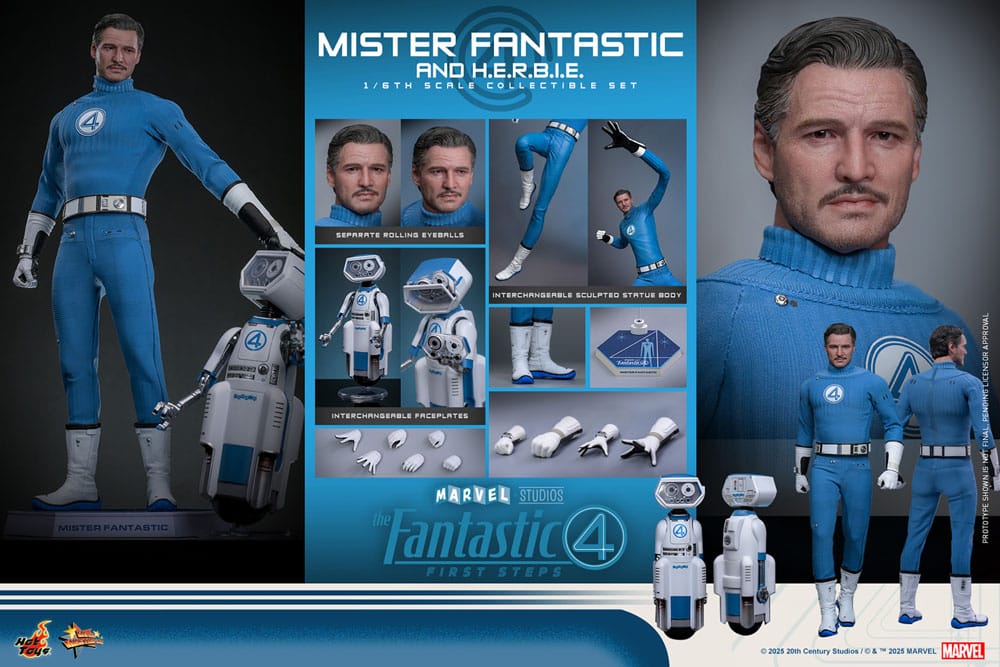The Fantastic Four: First Steps Movie Masterpiece Action Figure 2-Pack 1/6 Mister Fantastic & H.E.R.B.I.E. 30 cm
