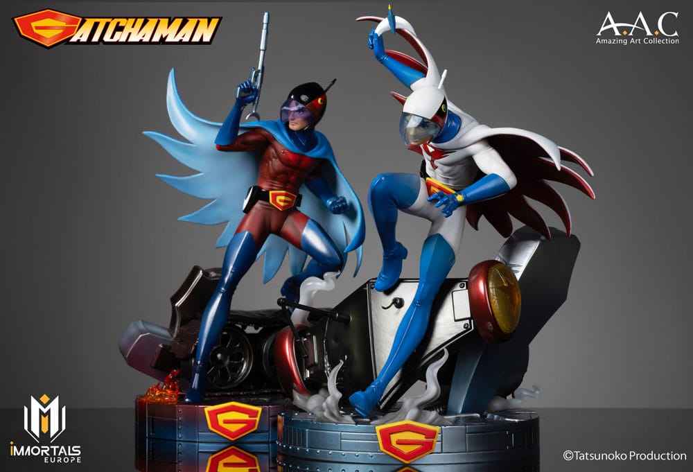 Statua della collezione Gatchaman Amazing Art di Ken l'Aquila, il leader del team Ninja della scienza, 34 cm