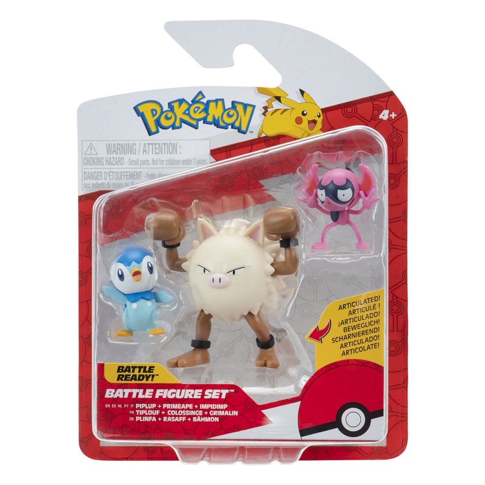 Pokémon First Partner Battle Figure Set Figure 3-Pack Impidimp, Piplup & Primape