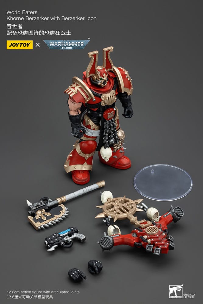 Warhammer 40k Action Figure 1/18 World Eaters Khorne Berzerker with lcon Berzerker 13 cm