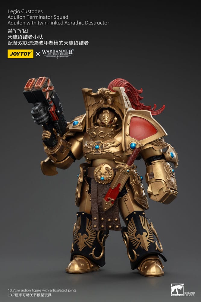 Warhammer The Horus Heresy Action Figure 1/18 Legio Custodes Aquilon Terminator Squad Aquilon with Adrathic Destructor attached to twin 14cm