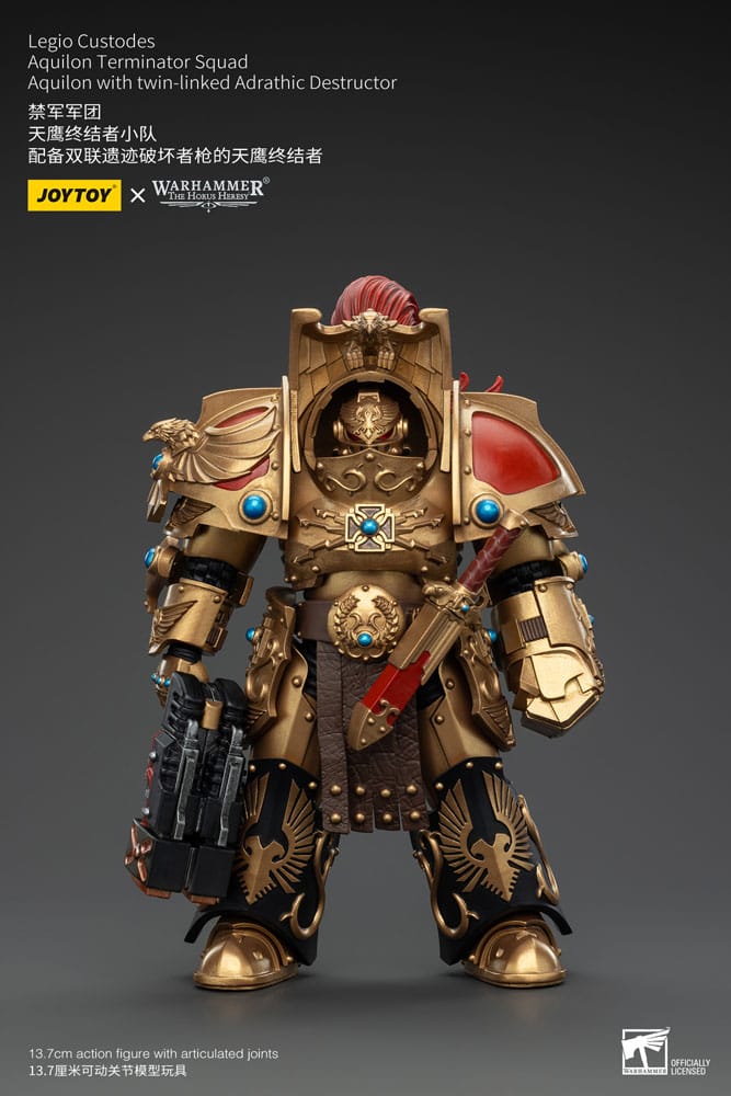 Warhammer The Horus Heresy Action Figure 1/18 Legio Custodes Aquilon Terminator Squad Aquilon with Adrathic Destructor attached to twin 14cm