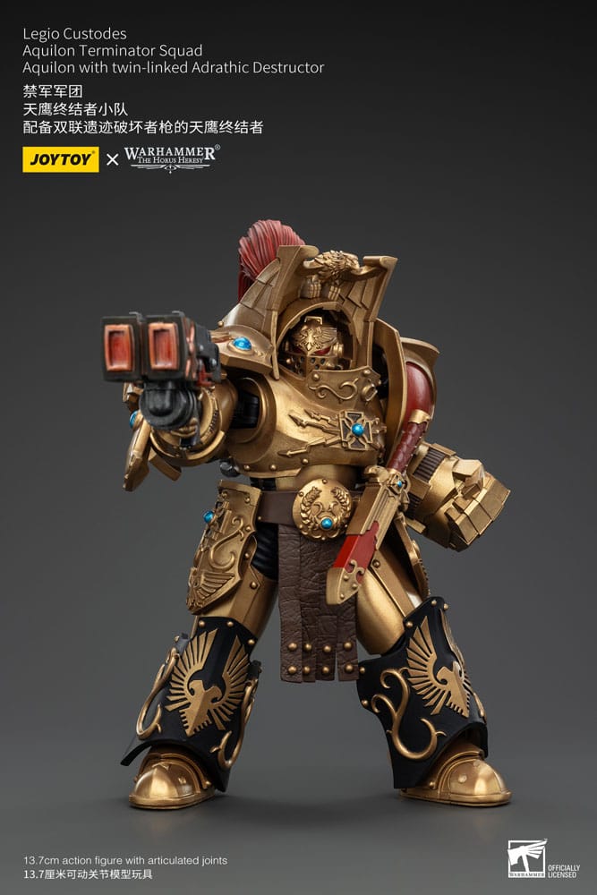 Warhammer The Horus Heresy Action Figure 1/18 Legio Custodes Aquilon Terminator Squad Aquilon with Adrathic Destructor attached to twin 14cm
