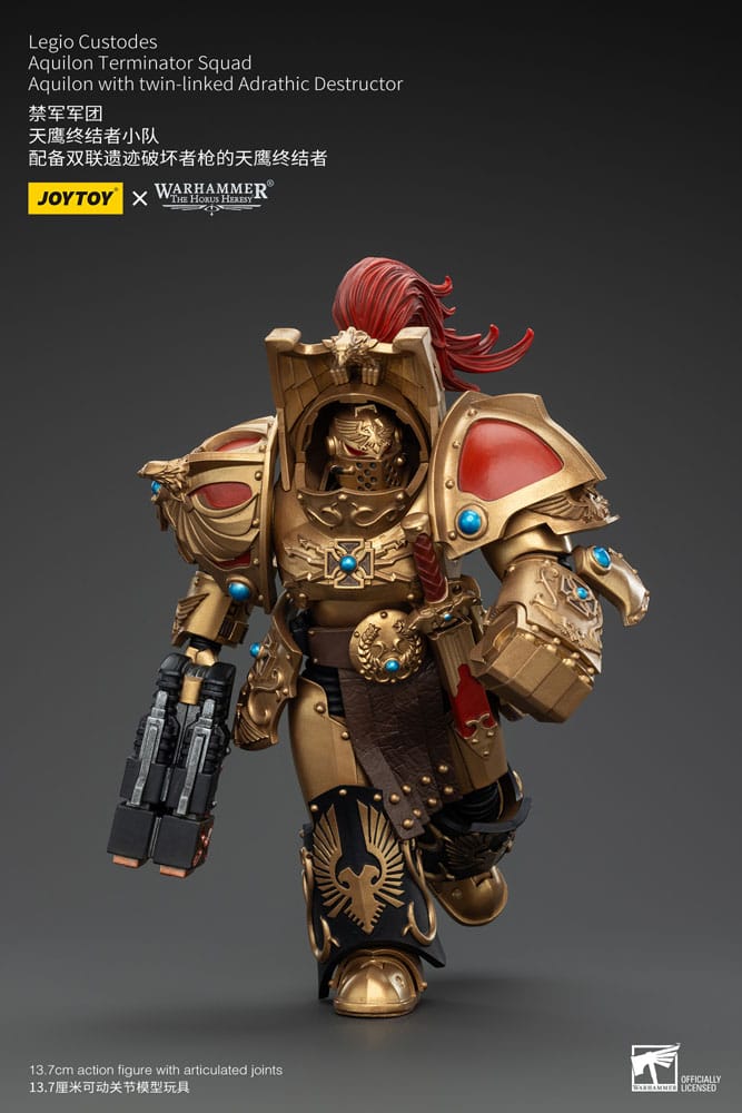 Warhammer The Horus Heresy Action Figure 1/18 Legio Custodes Aquilon Terminator Squad Aquilon with Adrathic Destructor attached to twin 14cm
