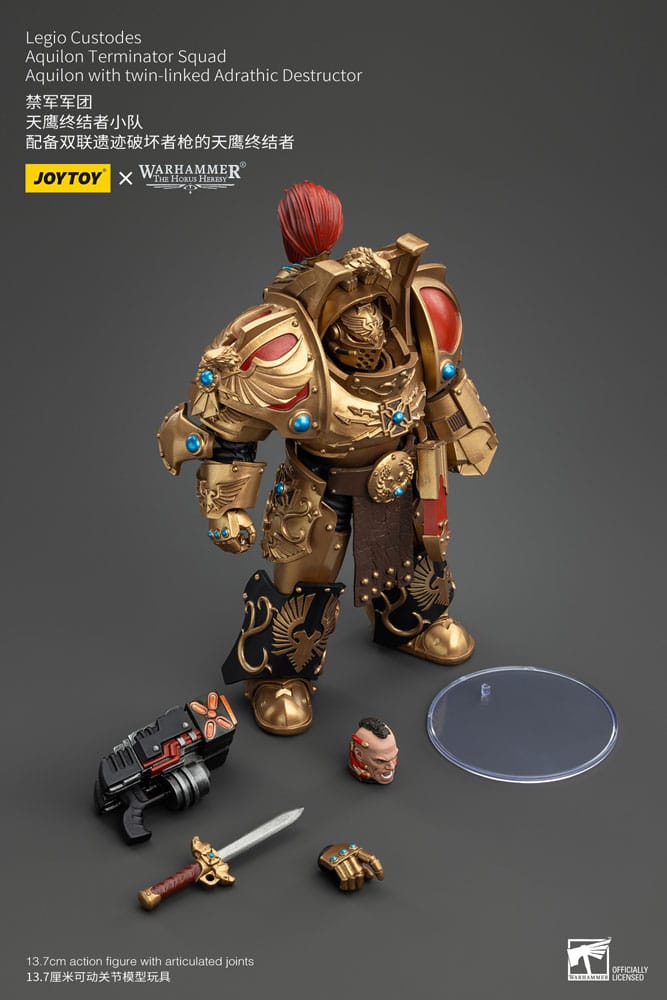 Warhammer The Horus Heresy Action Figure 1/18 Legio Custodes Aquilon Terminator Squad Aquilon with Adrathic Destructor attached to twin 14cm