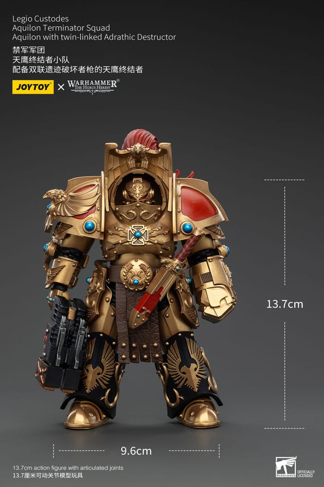 Warhammer The Horus Heresy Action Figure 1/18 Legio Custodes Aquilon Terminator Squad Aquilon with Adrathic Destructor attached to twin 14cm
