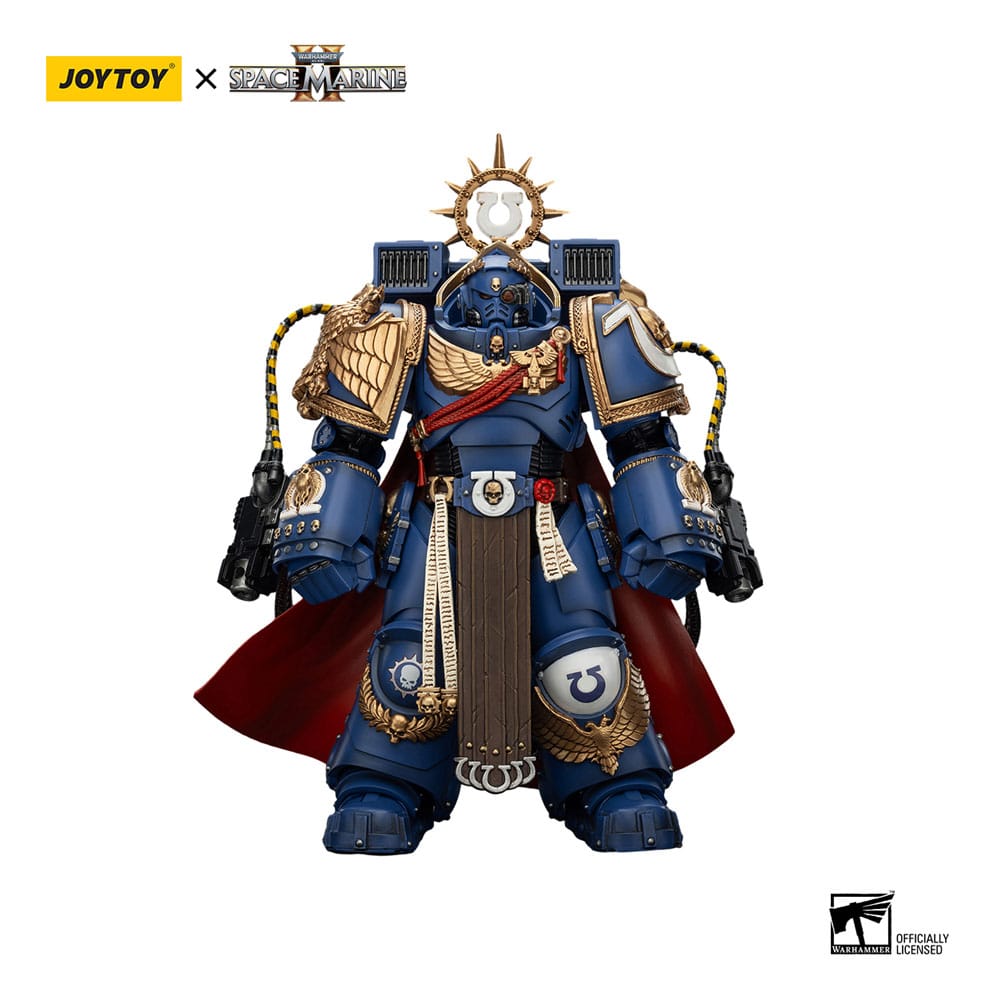 Warhammer 40k Action Figure Ultramarines Marneus Calgar Chapter Master with MKX Gravis Armor and Gauntlets of Ultramar 20 cm