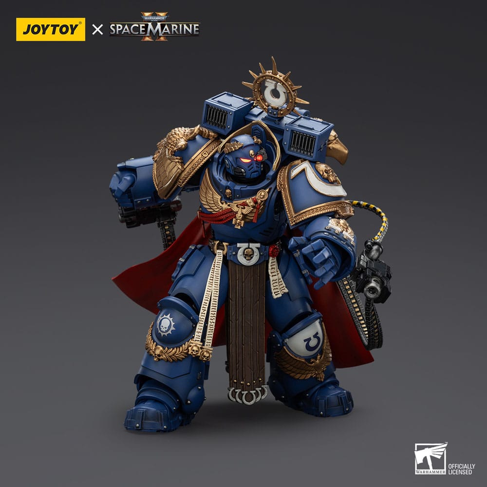Warhammer 40k Action Figure Ultramarines Marneus Calgar Chapter Master with MKX Gravis Armor and Gauntlets of Ultramar 20 cm