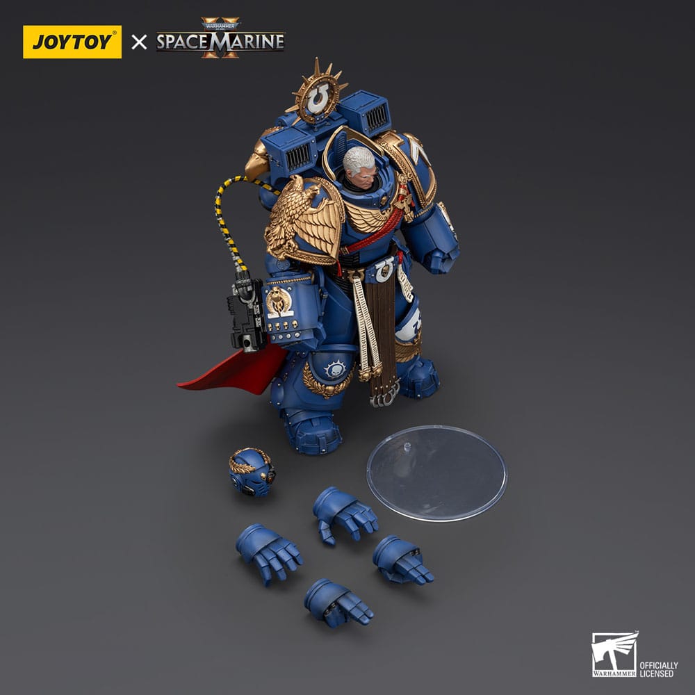 Warhammer 40k Action Figure Ultramarines Marneus Calgar Chapter Master with MKX Gravis Armor and Gauntlets of Ultramar 20 cm