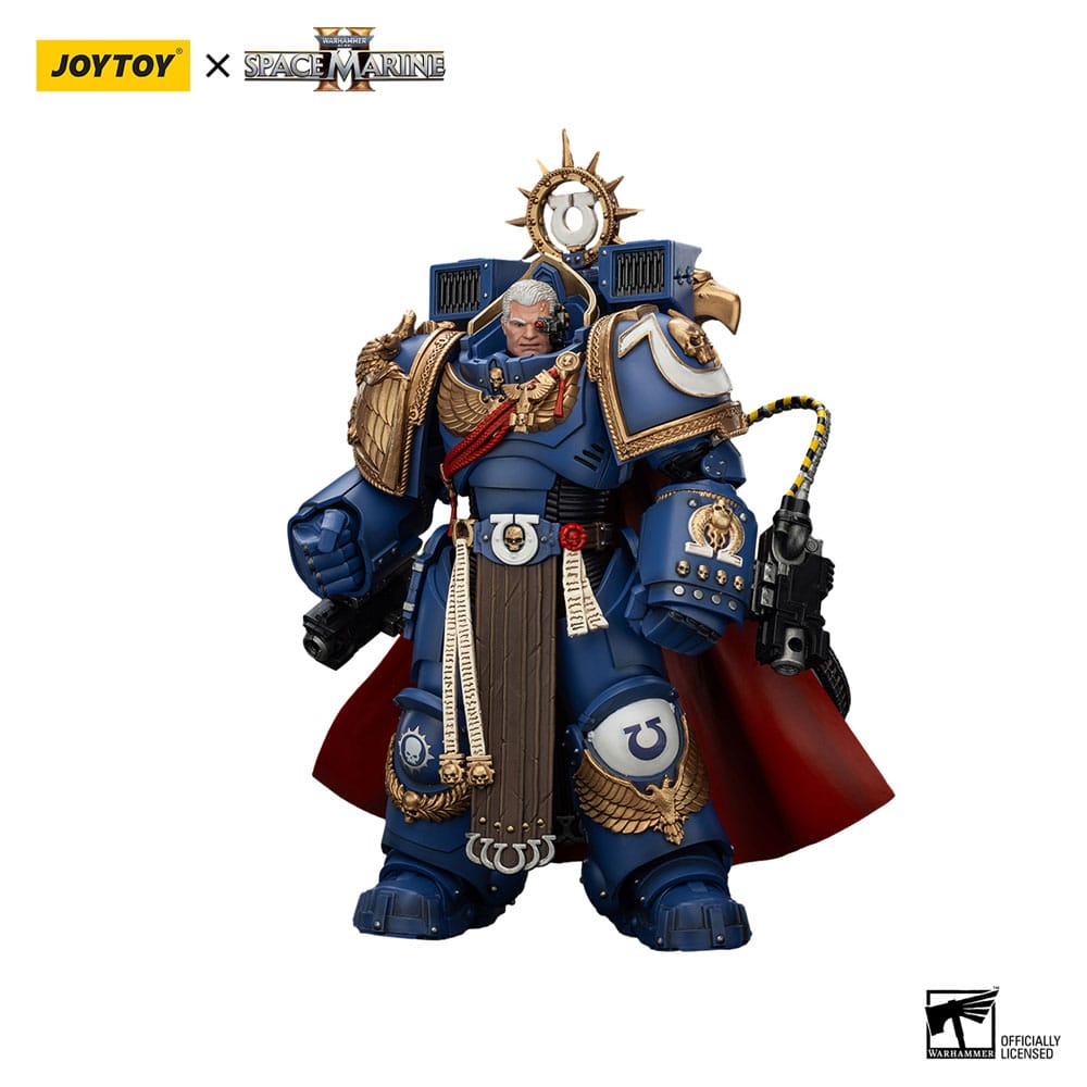 Warhammer 40k Action Figure Ultramarines Marneus Calgar Chapter Master with MKX Gravis Armor and Gauntlets of Ultramar 20 cm