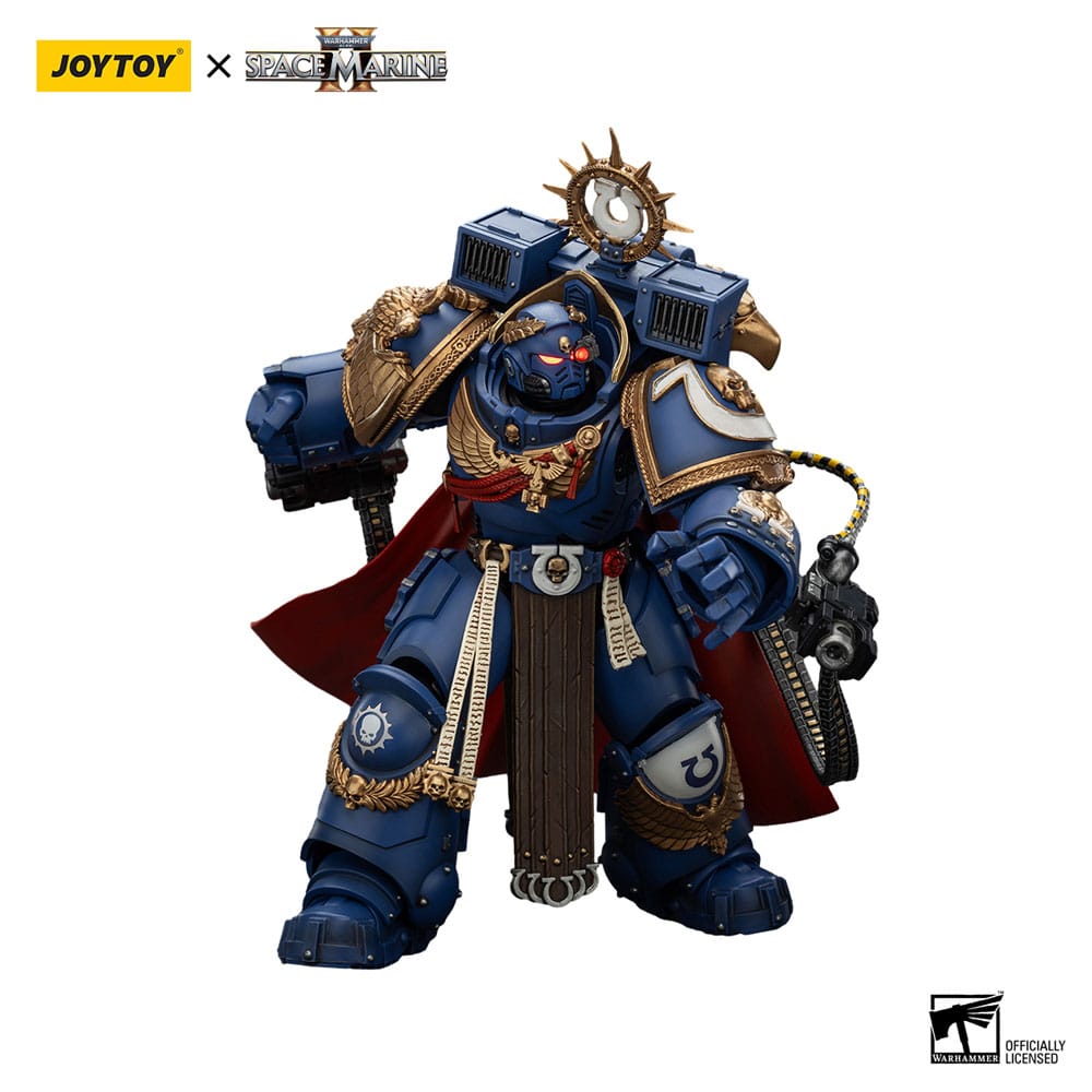 Warhammer 40k Action Figure Ultramarines Marneus Calgar Chapter Master with MKX Gravis Armor and Gauntlets of Ultramar 20 cm