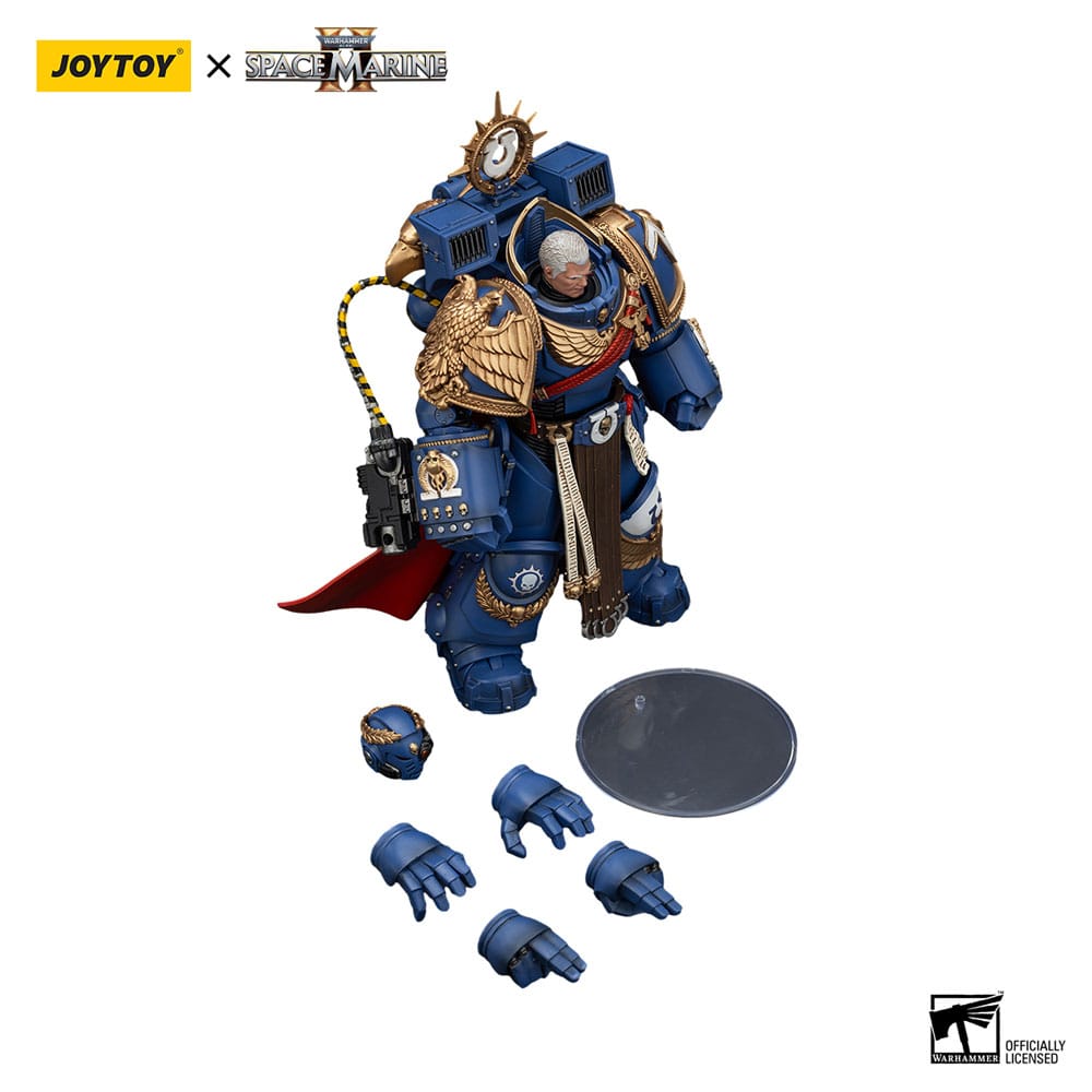 Warhammer 40k Action Figure Ultramarines Marneus Calgar Chapter Master with MKX Gravis Armor and Gauntlets of Ultramar 20 cm
