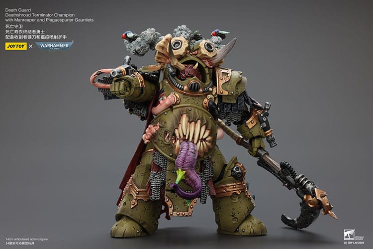 Warhammer 40k Action Figure 1/18 Death Guard Deathshroud Terminator Champion with Manreaper and Plaguespurter Gauntlets 14 cm