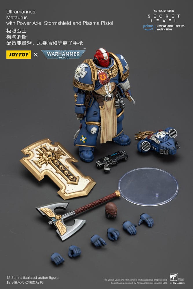 Warhammer 40,000 Action Figure Ultramarines Metaurus with Power Axe, Stormshield and Plasma Pistol 13 cm