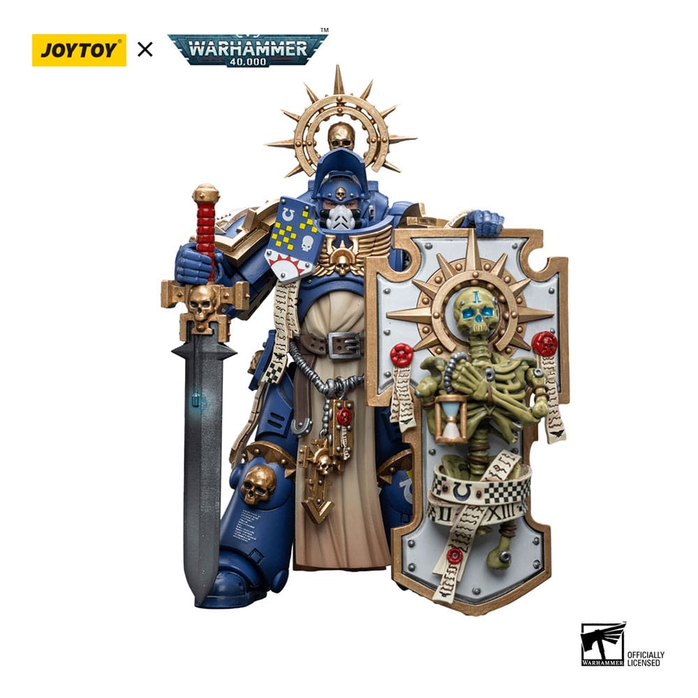 Warhammer 40k 1/18 Ultramarines Primaris Captain Action Figure with Relic Shield and Power Sword 12cm