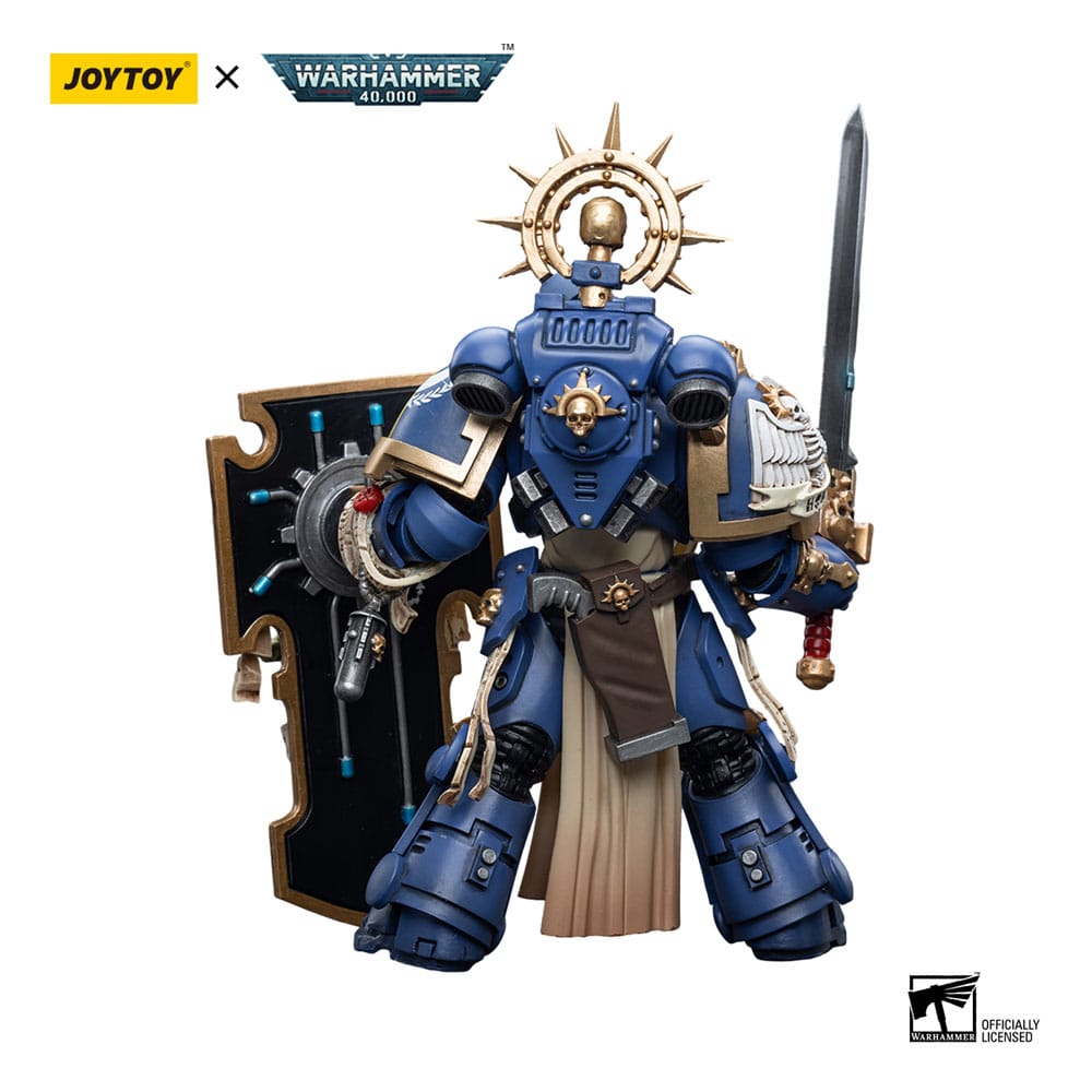 Warhammer 40k 1/18 Ultramarines Primaris Captain Action Figure with Relic Shield and Power Sword 12cm