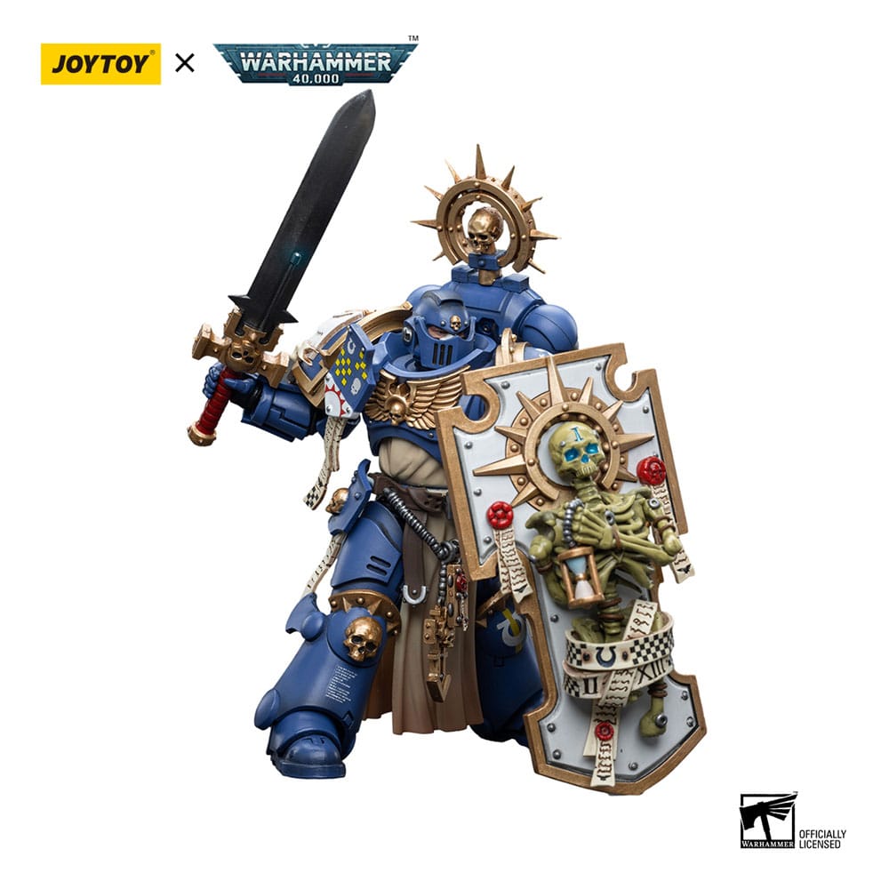Warhammer 40k 1/18 Ultramarines Primaris Captain Action Figure with Relic Shield and Power Sword 12cm