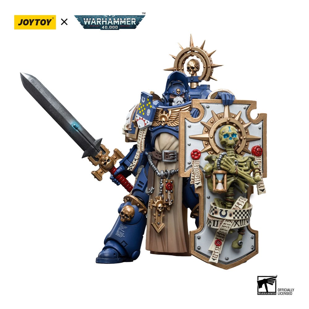 Warhammer 40k 1/18 Ultramarines Primaris Captain Action Figure with Relic Shield and Power Sword 12cm
