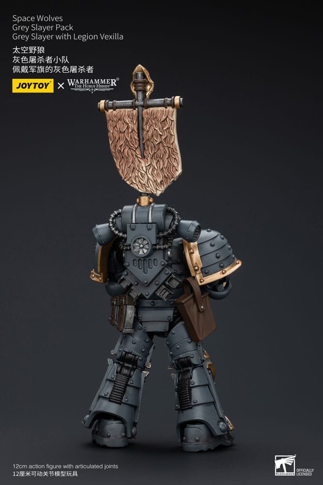 Warhammer The Horus Heresy Action Figure 1/18 Space Wolves Gray Slayer Pack Gray Slayer con Legion Vexilla 12 cm