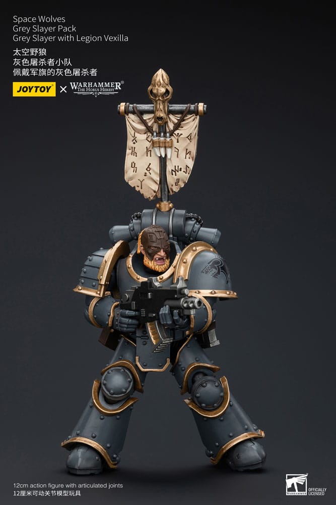 Warhammer The Horus Heresy Action Figure 1/18 Space Wolves Gray Slayer Pack Gray Slayer con Legion Vexilla 12 cm
