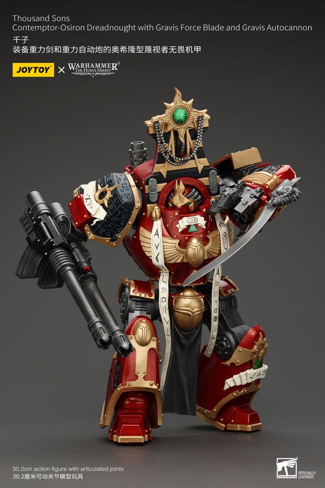 Warhammer The Horus Heresy Action Figure 1/18 Thousand Sons Contemptor-Osiron Dreadnought con lama Gravis Force e cannone automatico Gravis 30 cm