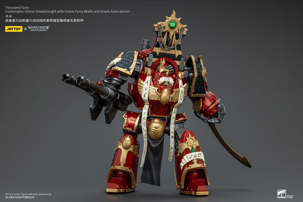 Warhammer The Horus Heresy Action Figure 1/18 Thousand Sons Contemptor-Osiron Dreadnought con lama Gravis Force e cannone automatico Gravis 30 cm