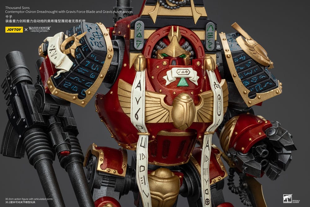 Warhammer The Horus Heresy Action Figure 1/18 Thousand Sons Contemptor-Osiron Dreadnought con lama Gravis Force e cannone automatico Gravis 30 cm