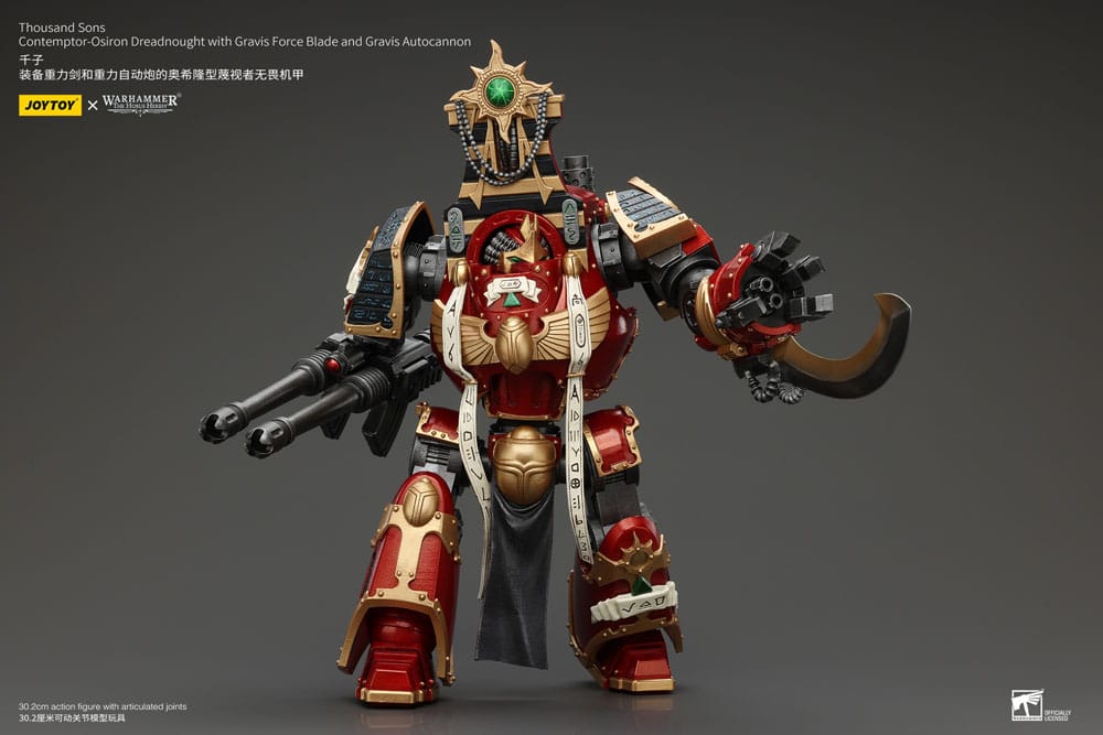 Warhammer The Horus Heresy Action Figure 1/18 Thousand Sons Contemptor-Osiron Dreadnought con lama Gravis Force e cannone automatico Gravis 30 cm