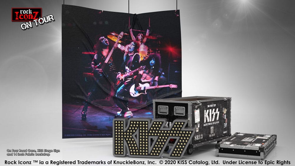 Kiss Rock Ikonz On Tour Road Case Statue + Stage Backdrop Set Alive! Tour