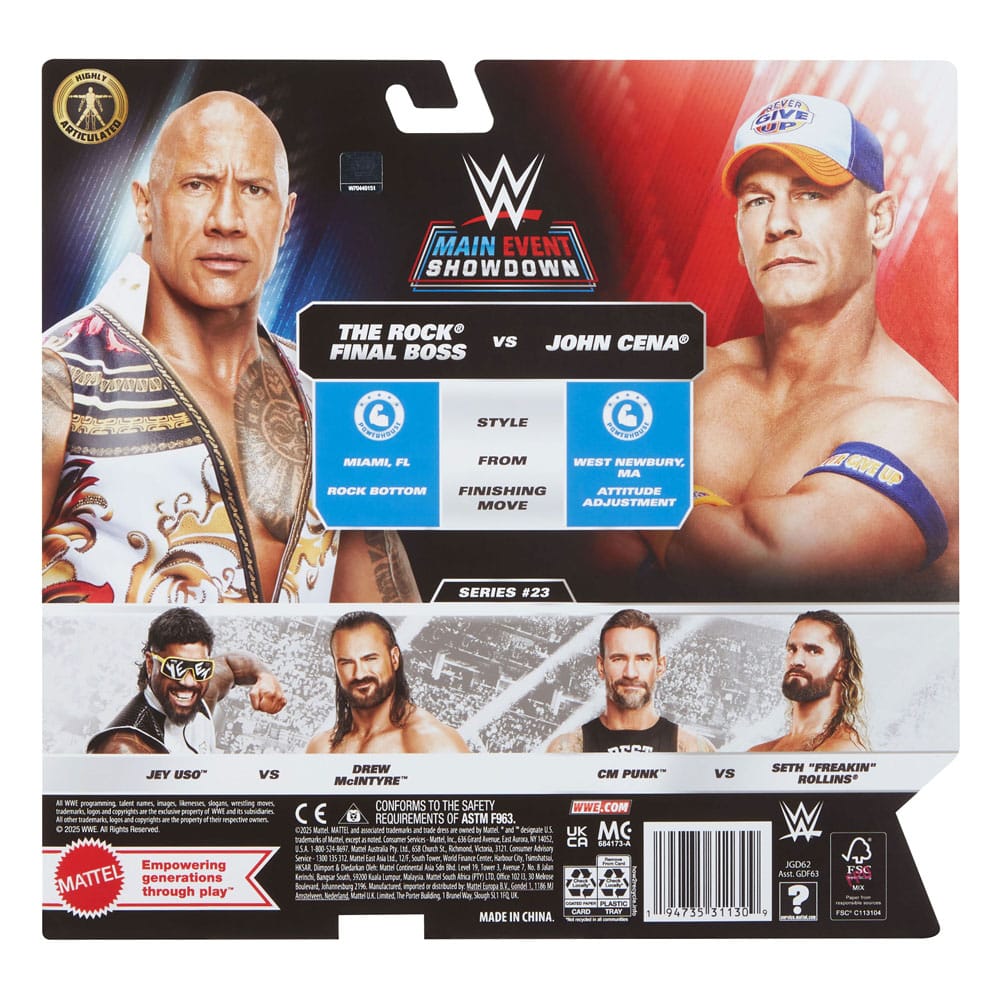 WWE Main Event Showdown Action Figures The Rock Final Boss vs John Cena 2-Pack 15 cm