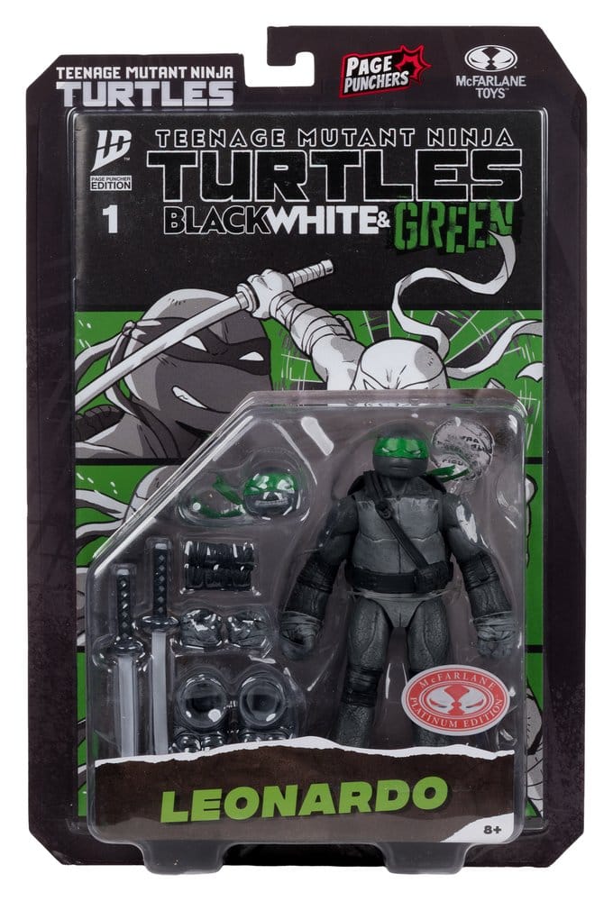Teenage Mutant Ninja Turtles Page Punchers Action Figure Leonardo (Black White & Green) (Red Platinum Edition) 13 cm