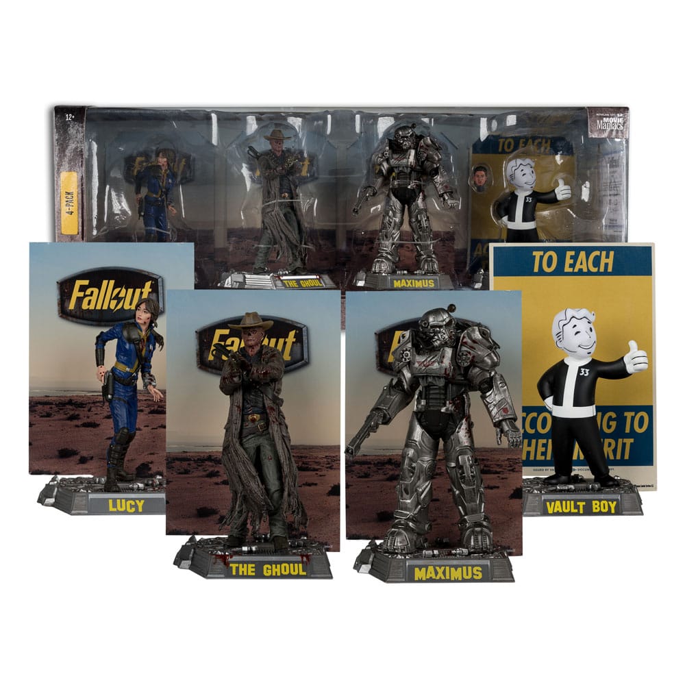 Fallout Movie Maniacs PVC Statue 4-Pack Lucy, Maximus, The Ghoul &amp; Vault Boy 15 cm
