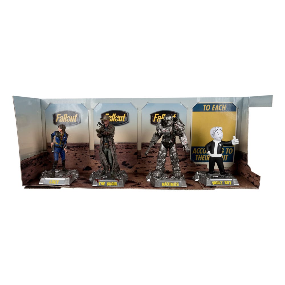 Fallout Movie Maniacs PVC Statue 4-Pack Lucy, Maximus, The Ghoul &amp; Vault Boy 15 cm
