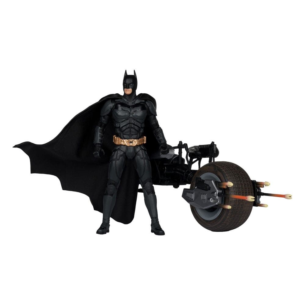 Action figure The Dark Knight DC Multiverse con veicolo Batman e Batpod da 18 cm
